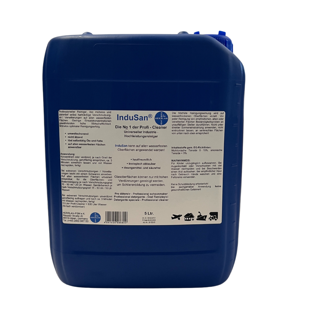 5L Hochleistungsreiniger InduSan - Reinigungskonzentrat für Auto Boot Glas Fenster 13,99 €/L